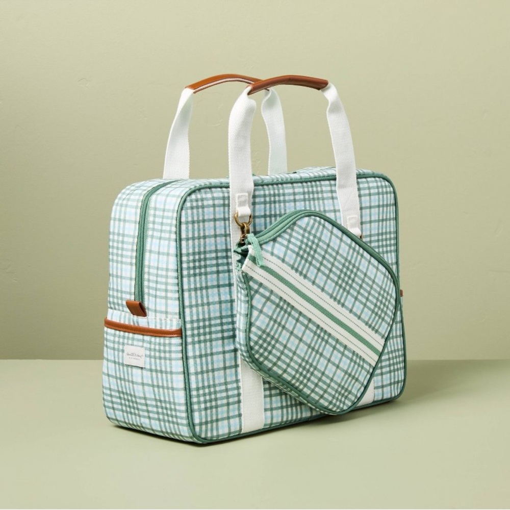 Plaid Pickleball Bag & Paddle Cover Set Green/ Blue - Hearth & Hand w/ Magnolia